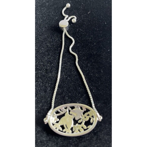 IBB Silver Tone Butterfly Floral Adjustable Slide Bolo Bracelet Faux Rhinestones - Picture 6 of 6